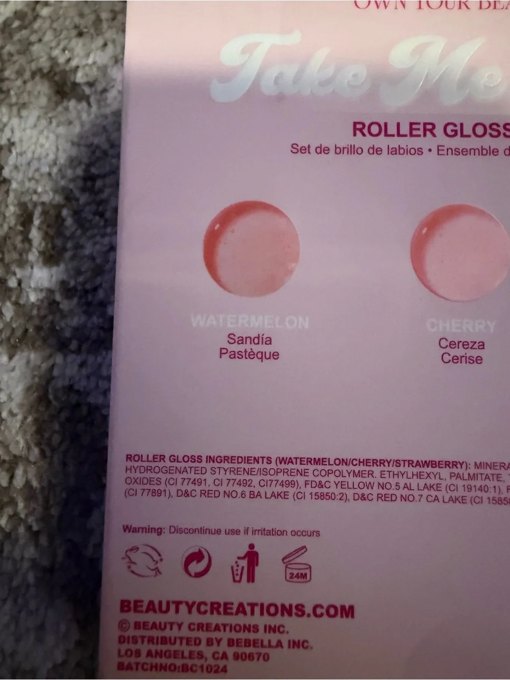 Beauty Creations Roller Gloss Trio – Bright Pink, Coral, Light Pink Caps